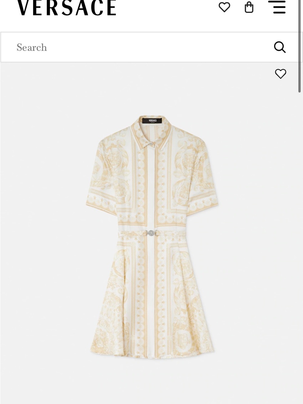 Versace Cream and Gold Baroque Shirt Dress